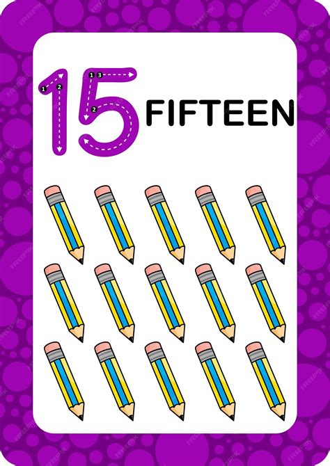 Premium Vector Numbers Flashcards Number Fifteen Educational Math