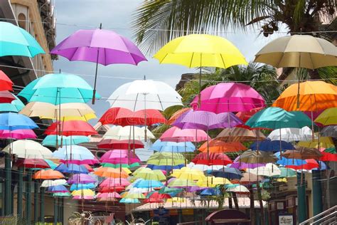 Colorful Umbrellas Le Caudan Waterfront Mauritius Editorial