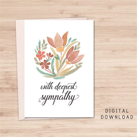 With Deepest Sympathy Printable Card Instant Download Pdf Etsy