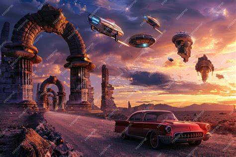 Premium Photo | A bridge between past and future in a single surreal scene