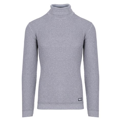 Prince Oliver Grey Turtleneck Blouse With Jacquard Knitting 100 Cotton Modern Fit Prince Oliver