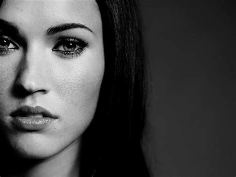 Hd Wallpaper Megan Fox Monochrome Face Portrait Headshot One Person Looking At Camera