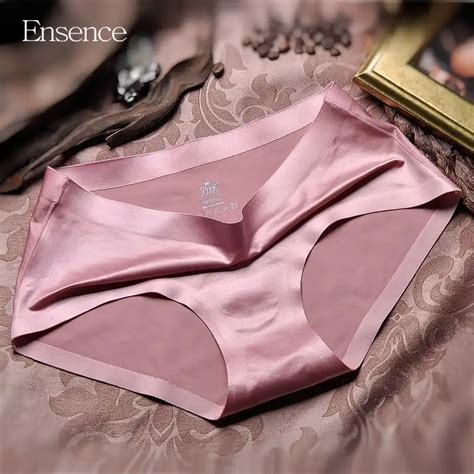 ensence luxurious sexy seamless underwear women vs pink satin silk briefs panties aliexpress
