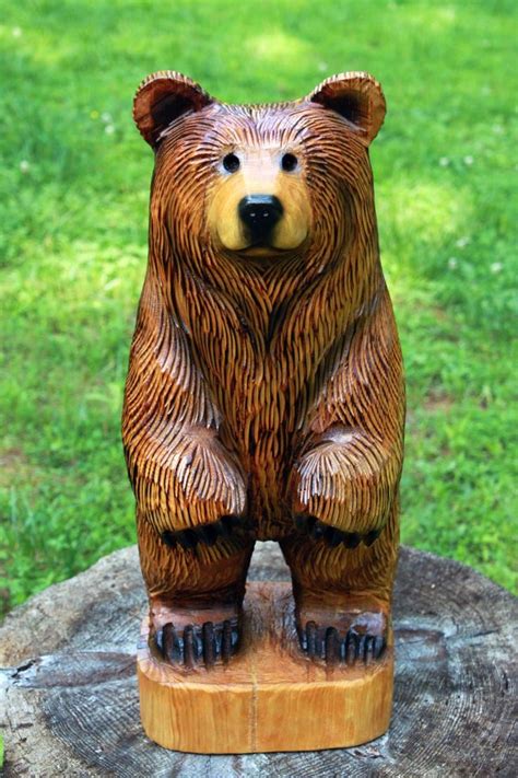 Dually Brown Bear Chainsaw Carving Wood Sculpture 24 28 Etsy In 2023 Bear Carving Chainsaw
