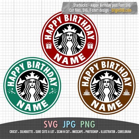 Happy Birthday Custom Name Starbucks Logo With Font Origin Svg Art In