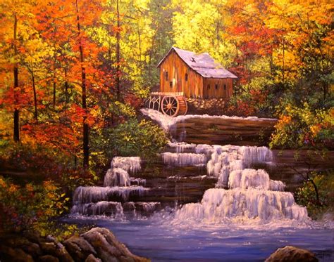 A Painting For You Autumn At The Mill 30x24 A Painting A Day