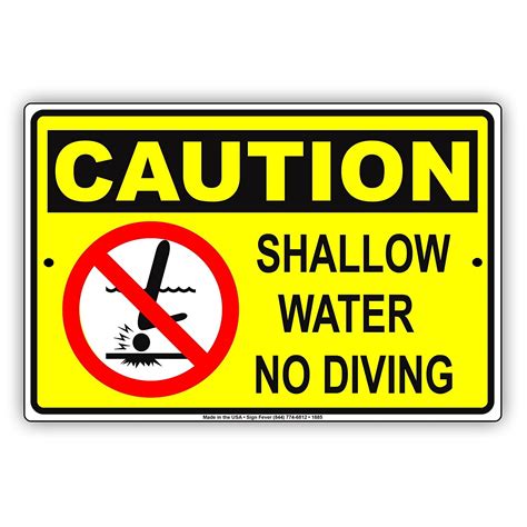 Caution Shallow Water No Diving Osha With Graphic Safety Alert