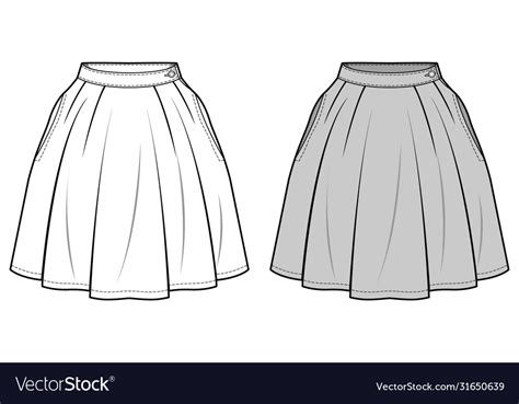 Skirt Fashion Flat Sketch Template4 Royalty Free Vector