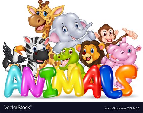 Cartoon Of Word Animal With Cartoon Animal Vector Image