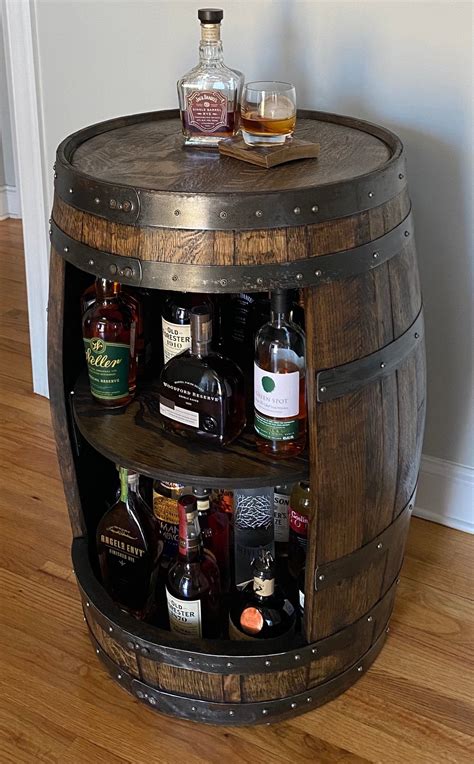 whiskey barrel liquor cabinet handcrafted from an authentic etsy whisky fass hausbar fass bar