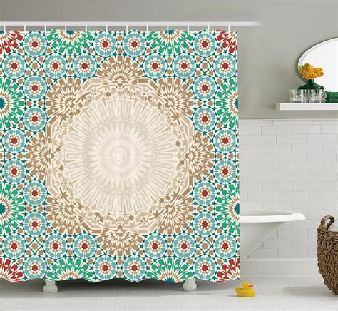 Moroccan Shower Curtain Ottoman Mosaic Art Pattern With Oriental