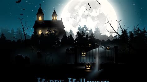 wallpaper halloween moon cemetery night pumpkin holidays 6025
