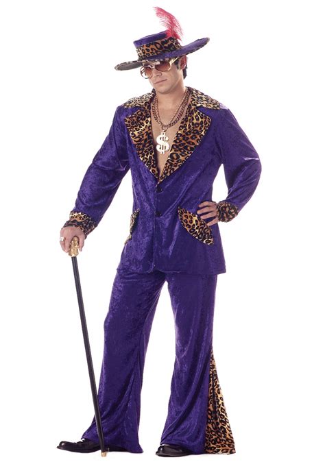 70s Purple Pimp Costume Mens Cheetah Pimp Costumes