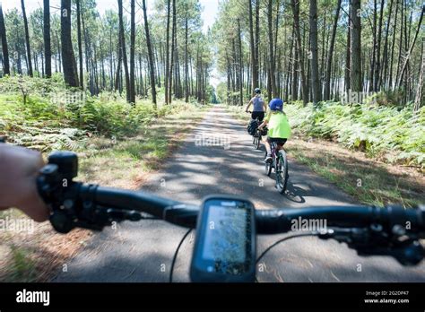A family cycle through nature in rural france and explore the landscape