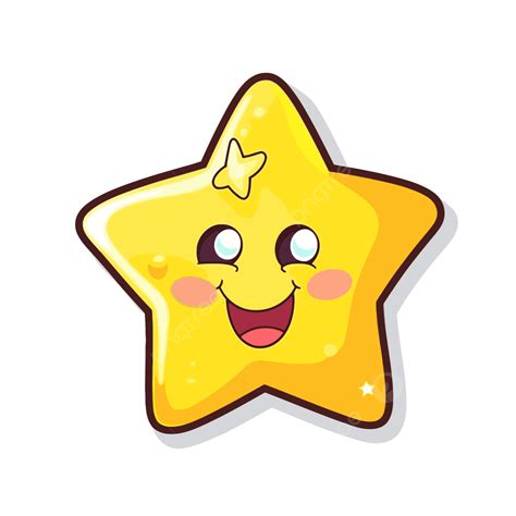 Yellow Cute Star Isolated On White Background Vector Illustration