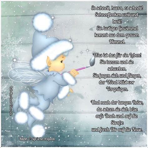 Es schneit, hurra, es schneit! Schneeflocken weit und breit! Ein