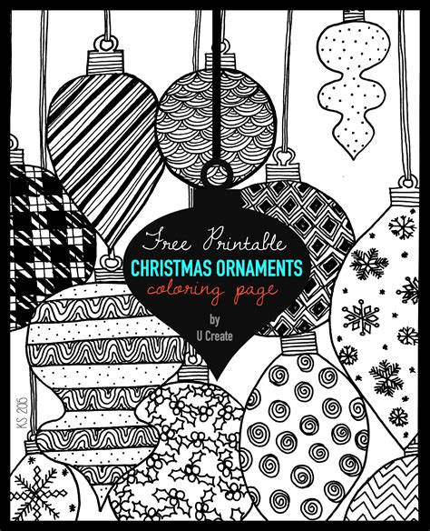The original palette included colors such as bright red, bright blue, bright yellow, dark green, white, and black. Christmas Ornaments Adult Coloring Page - U Create