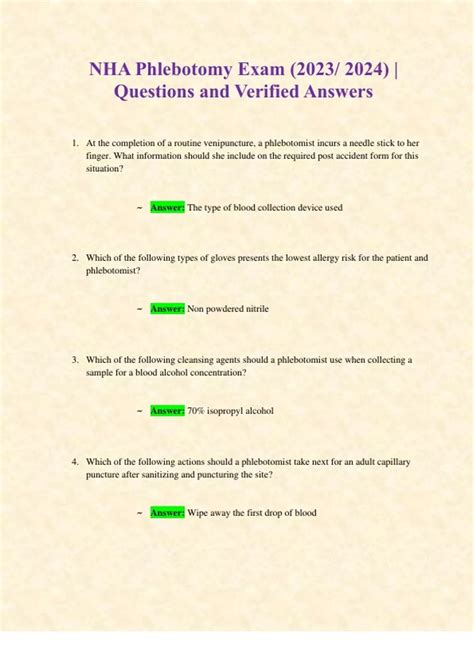 Nha Phlebotomy Exam How Many Questions