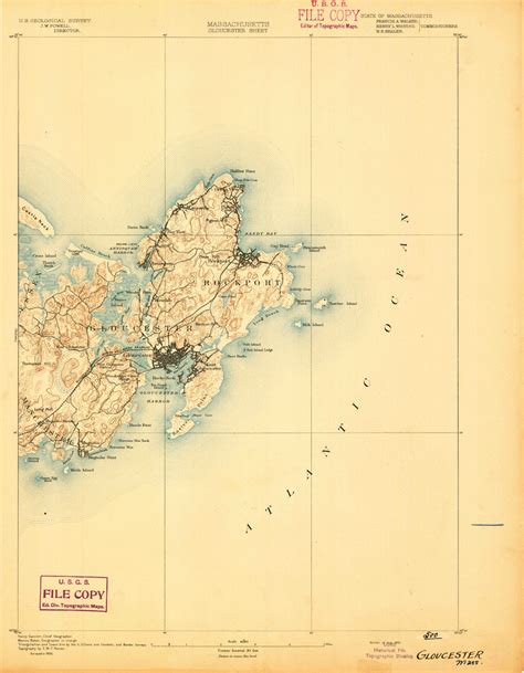 Gloucester Massachusetts 1893 1893 Usgs Old Topo Map 15x15 Quad