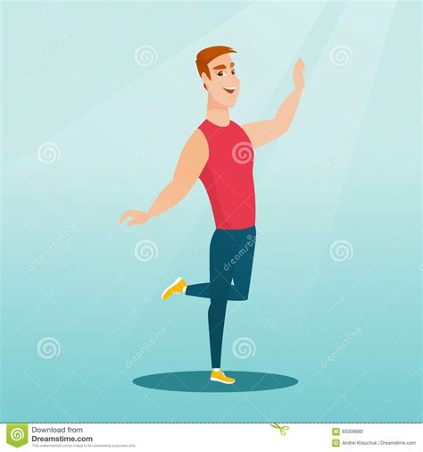 Cheerful Caucasian Man Dancer Dancing Stock Vector Illustration Of Friendly Energy 93309880