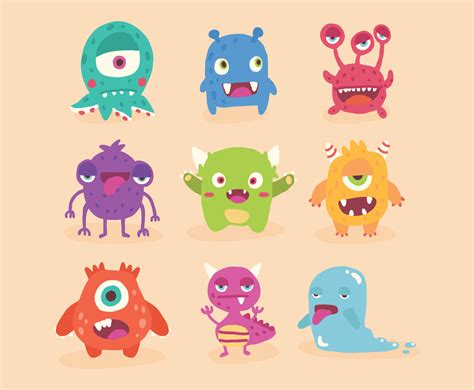 Set Of Super Cute Monsters Vector Art And Graphics