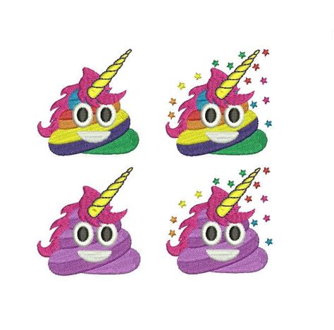 Unicorn Poop Emoji Embroidery Cute Poop Emoticon Design