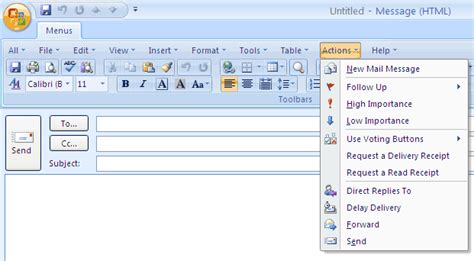 Show Classic Menus And Toolbars On Ribbon Of Microsoft Outlook 2007