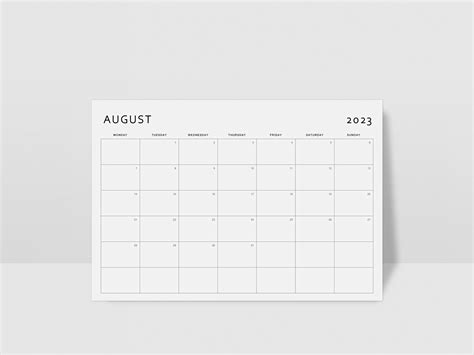 Printable 2023 Calendar Landscape Minimalist Monthly Calendar 2023