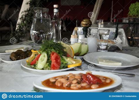 Traditional Turkish Appetizer Foods With Raki Stock Image Image Of