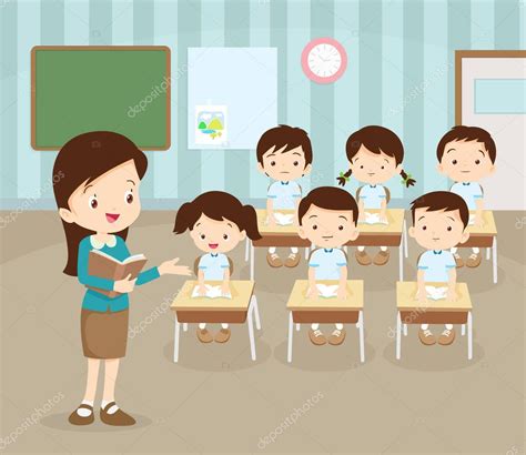 Classroom With Teacher And Pupils Stock Vector Image By ©watcartoon
