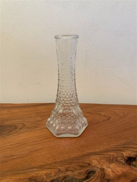 Vintage EO Brody Co Clear Glass Hobnail Bud Vase Etsy