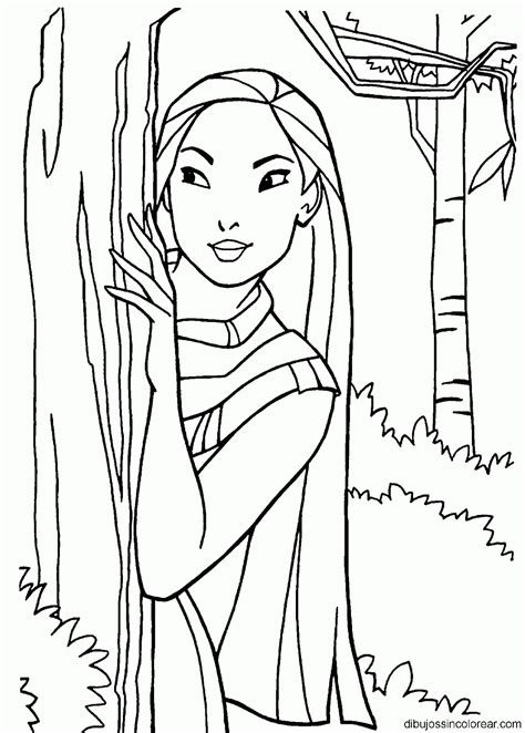 Dibujo de disney para colorear. Dibujos Sin Colorear: Dibujos de Pocahontas (Princesa Disney) para Colorear