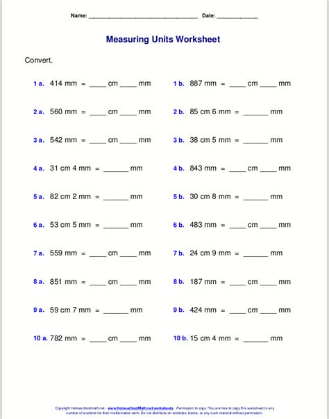 Metric Measuring Units Worksheets