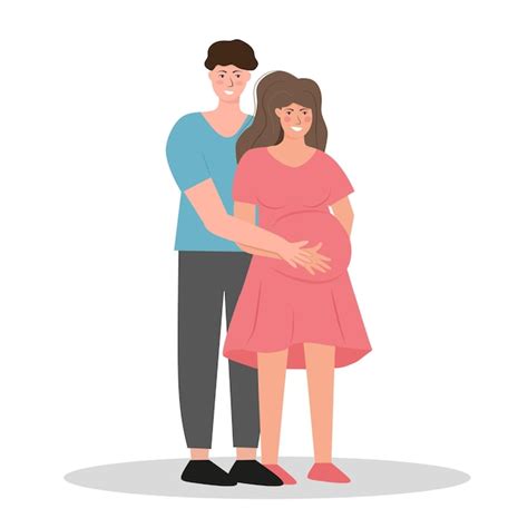 Jóvenes Futuros Padres Mujer Embarazada Con Su Marido Ilustración