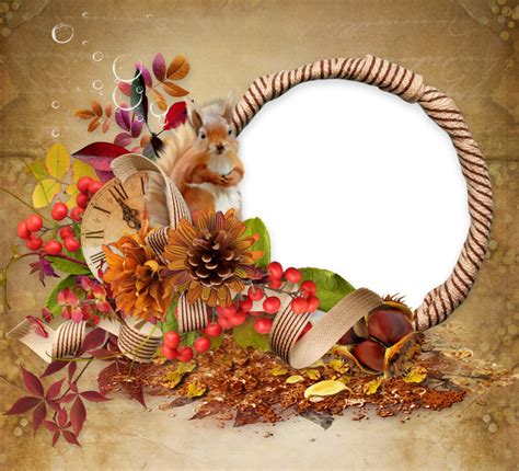 Transparent Brown Fall Png Photo Frame With Squirrel Gallery