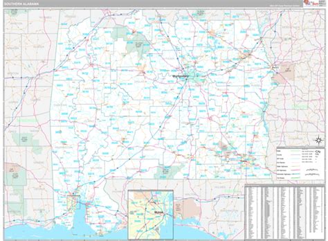 Alabama Southern Wall Map Premium Style By Marketmaps Mapsales
