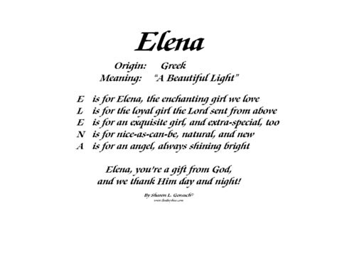Meaning Of Elena Lindseyboo