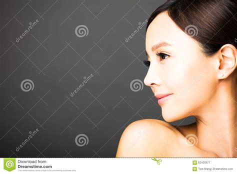 Side View Beautiful Young Woman Face Stock Image - Image of girl, black