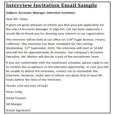 Best Interview Invitation Email Templates Pdf Word Day To Day Email