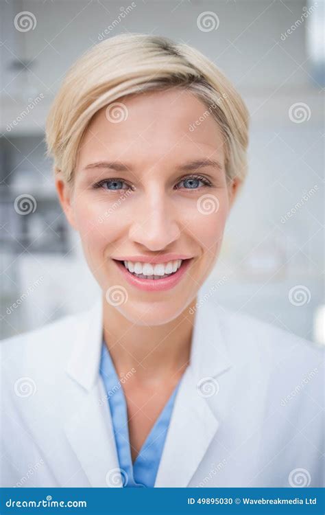 Close Up Of Female Doctor Smiling Stock Photo Image Of Shoulders
