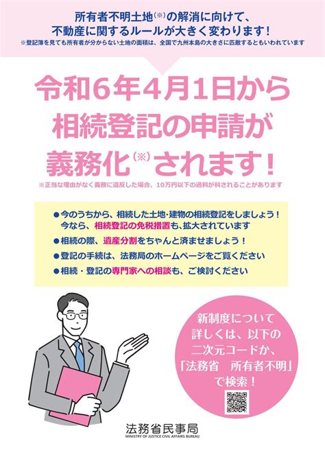 【法務局】令和6年4月1日から相続登記の申請が義務化されます！｜甲府商工会議所