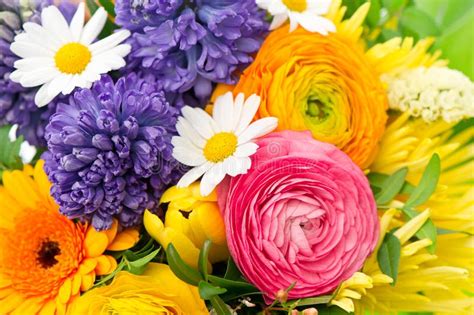 Beautiful Bouquet Of Colorful Spring Flowers Stock Image Image Of