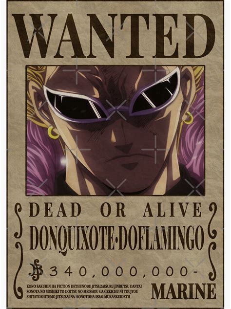 Donquixote Doflamingo Bounty One Piece Wanted Sticker For Sale By