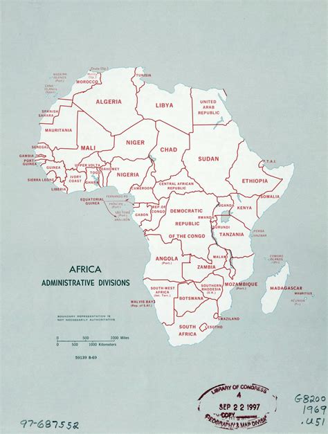 Large Detailed Administrative Divisions Map Of Africa 1969 Africa
