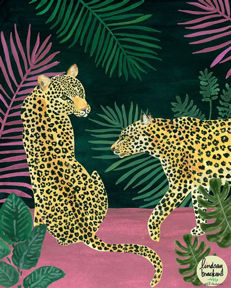 Leopard Leopards Tiger Cheetah Jungle Tropical Illustration Bohemian