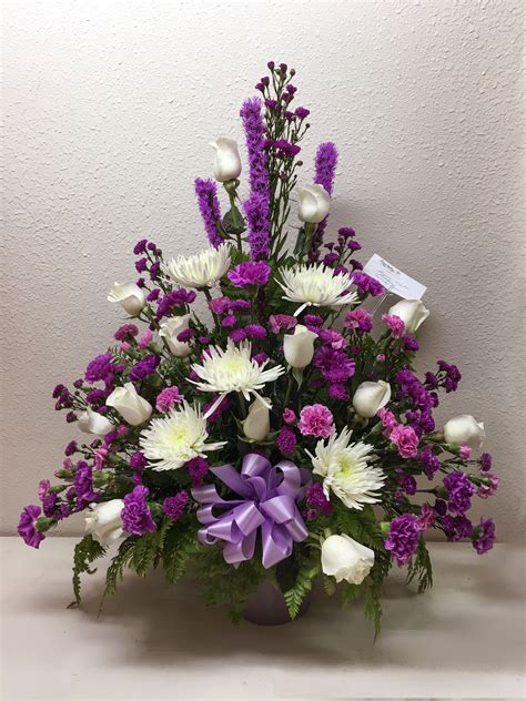 purple funeral flower arrangements riviera hobby