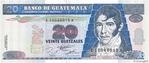 20 Quetzales Guatemala 1995 P093 B740374 Billets