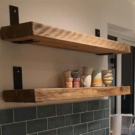 Reclaimed Wood Made To Measure Chunky Kitchen Shelves Metal Etsy Uk
