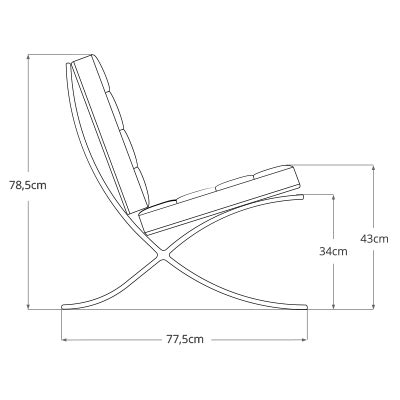 Maße width 75cm depth 77cm height 77cm seating height 43cm. Chaise Barcelona par Ludwig Mies van der Rohe - Unique et ...