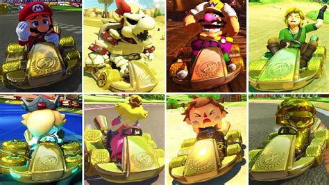 Mario Kart 8 Deluxe All Characters Losing Animations Gold Kart